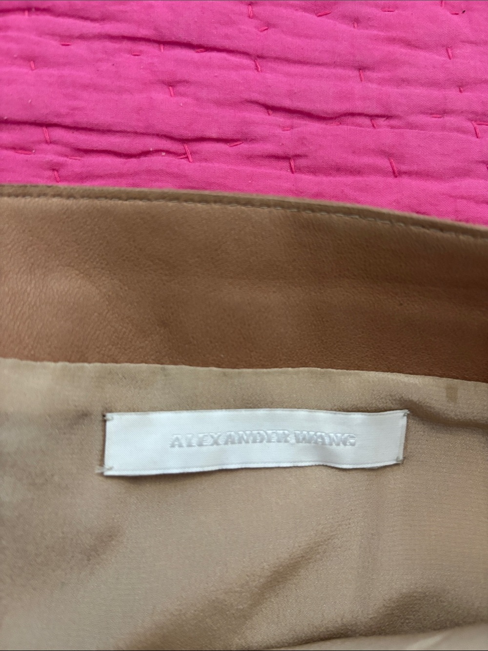 Alexander Wang Tan genuine Leather Pencil Skirt with Asymmetrical Zip, US6 - Picture 4 of 9